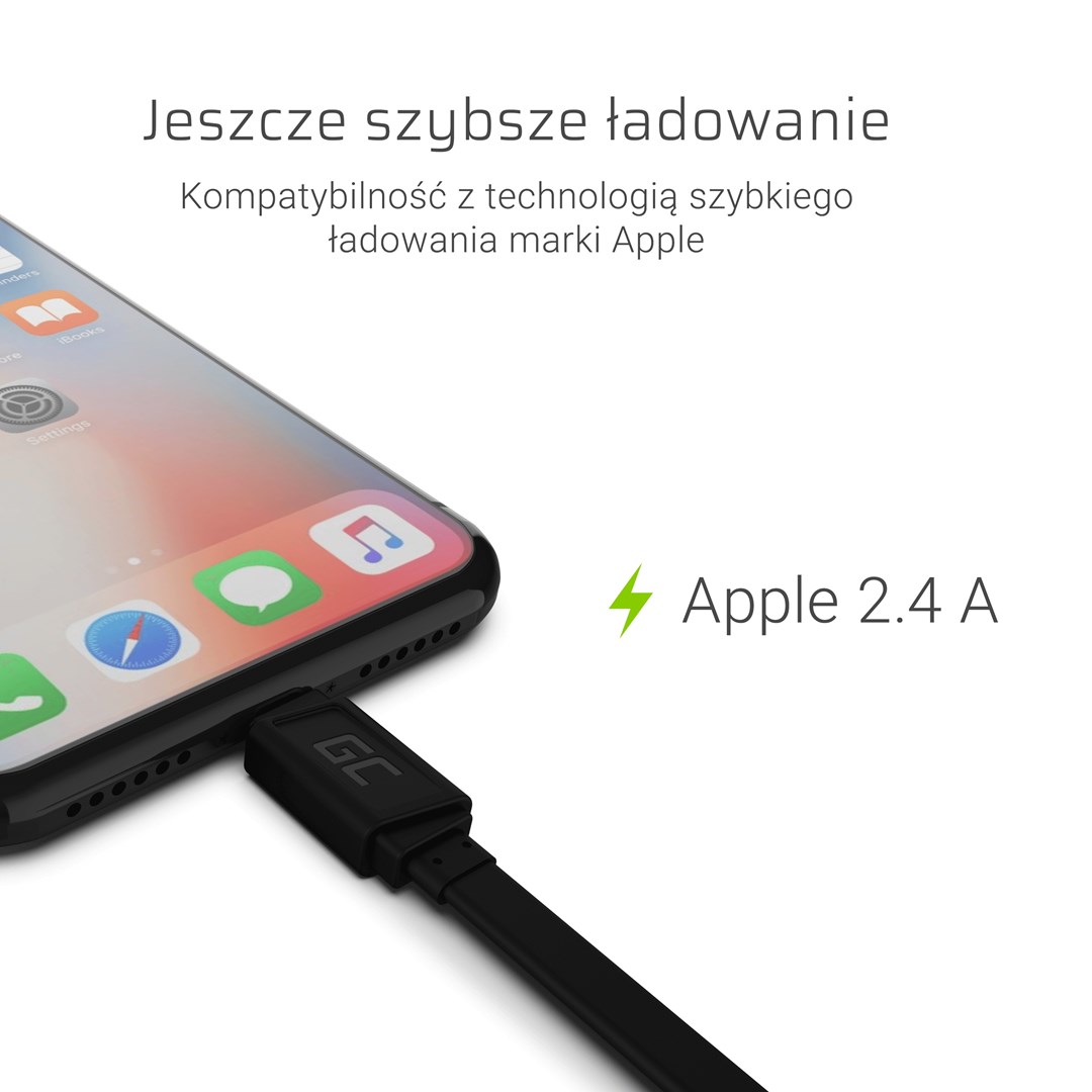 Green Cell KABGC02 kabel lightning 0.25 m crni (USB A, ravni konektor, maksimalna brzina prijenosa podataka 480 Mbit/s)-1