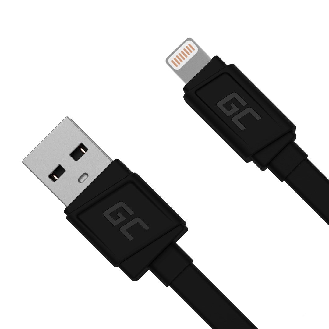 Green Cell KABGC02 kabel lightning 0.25 m crni (USB A, ravni konektor, maksimalna brzina prijenosa podataka 480 Mbit/s)-0