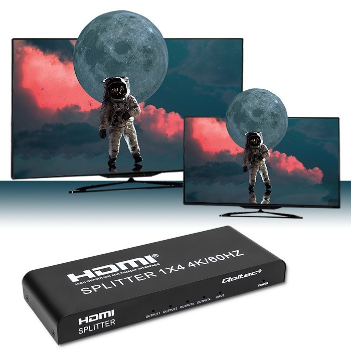 Qoltec 51799 Active HDMI Splitter 4 x HDMI 4K x 2K | 6Gb/s | 60Hz-3