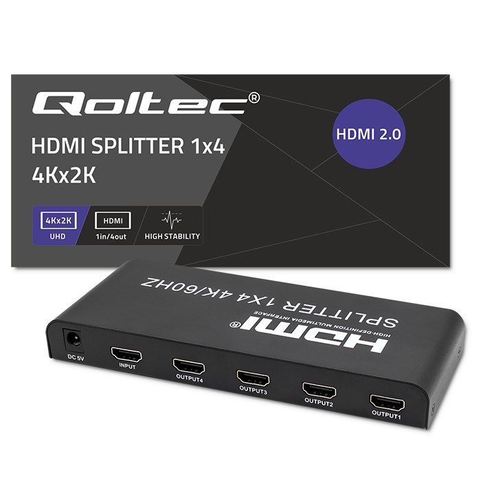 Qoltec 51799 Active HDMI Splitter 4 x HDMI 4K x 2K | 6Gb/s | 60Hz-5