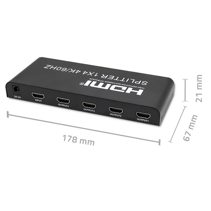 Qoltec 51799 Active HDMI Splitter 4 x HDMI 4K x 2K | 6Gb/s | 60Hz-6