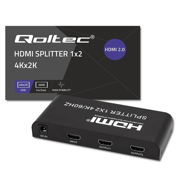 HDMI Splitter QOLTEC 51797 Active 2 x HDMI 4K x 2K | 6Gb/s | 60Hz-5