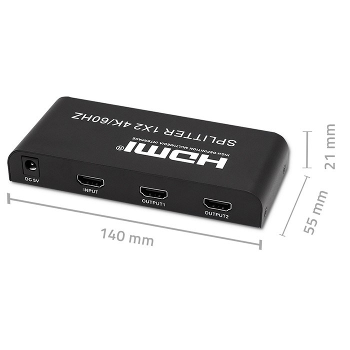 HDMI Splitter QOLTEC 51797 Active 2 x HDMI 4K x 2K | 6Gb/s | 60Hz-6