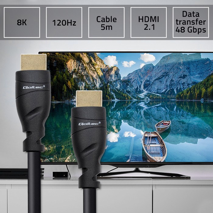 Kabel QOLTEC 50353 HDMI v2.1 Ultra high speed 8K 60Hz 26AWG GOLD 5m-4