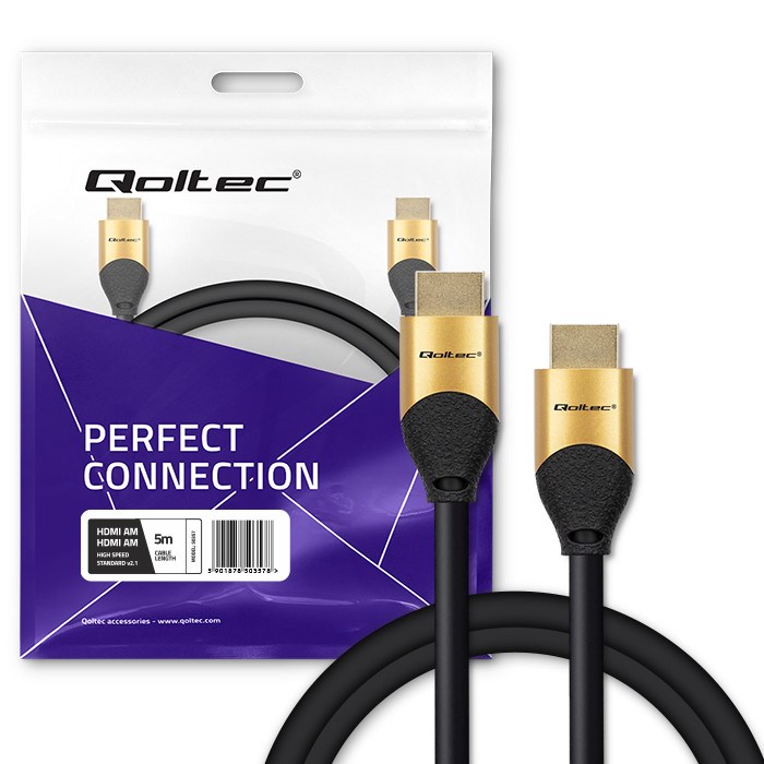 Kabel QOLTEC 50357 HDMI v2.1 Ultra high speed 8K | 60Hz | 26AWG | GOLD | 5m-3