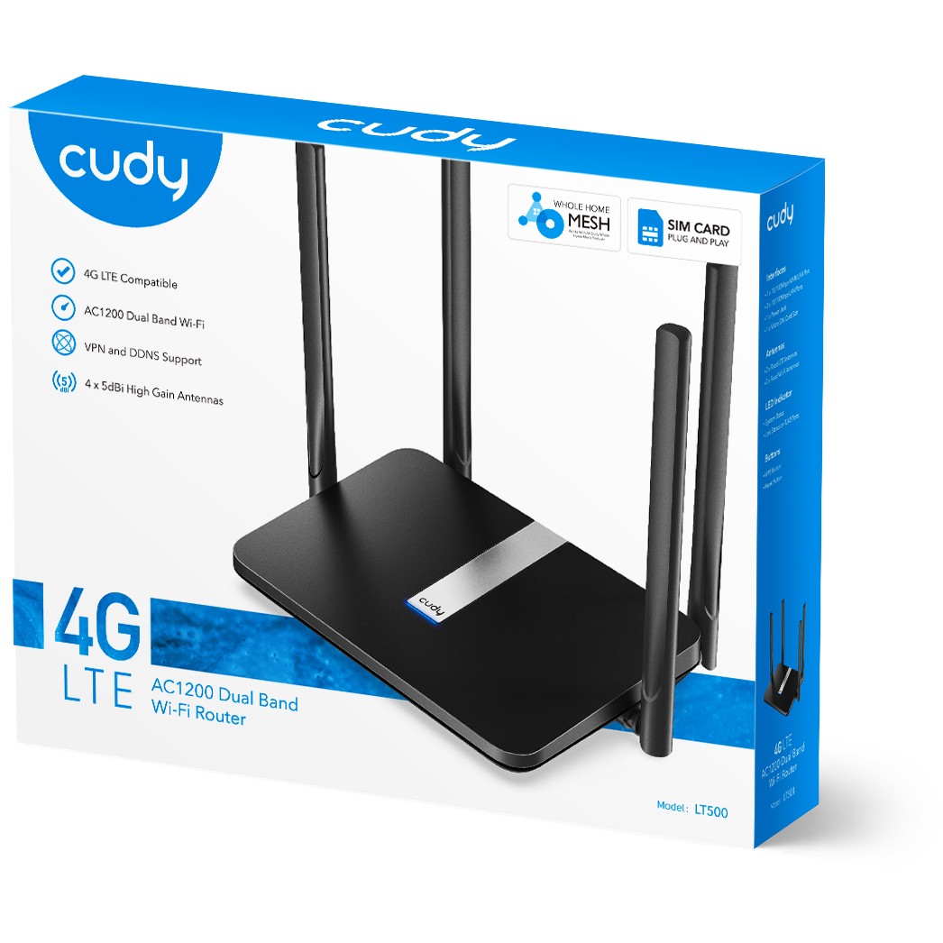 Cudy LT500 wireless router Fast Ethernet Dual-band (2.4 GHz / 5 GHz) 4G Black-4