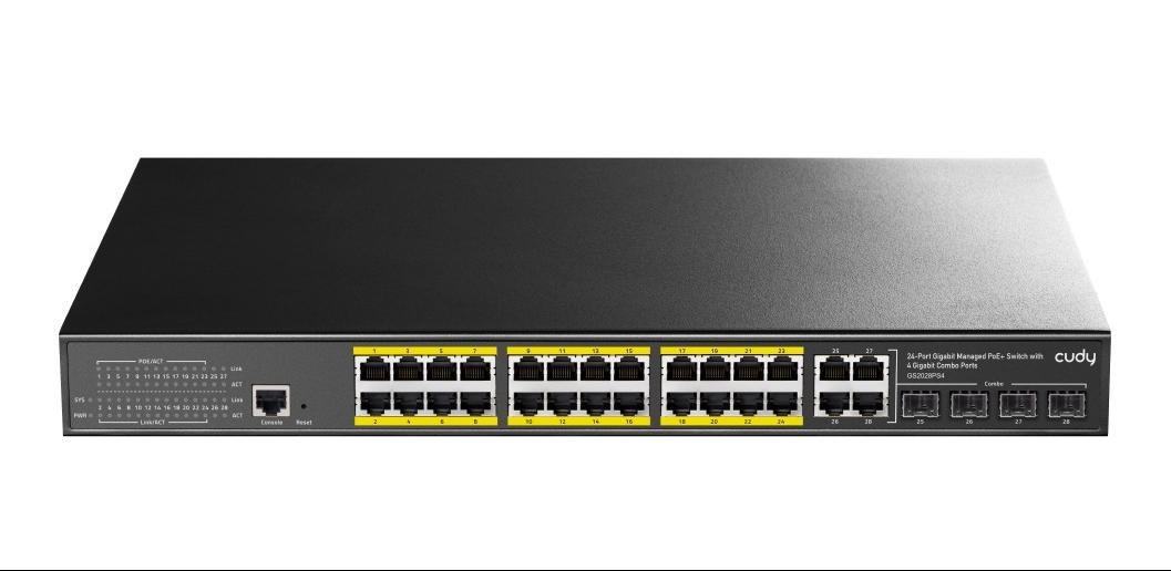 Mrežni switch CUDY GS2028PS4-400W (24-Port Gigabit, L2 Managed, 400W PoE+, 4x SFP Combo)-0