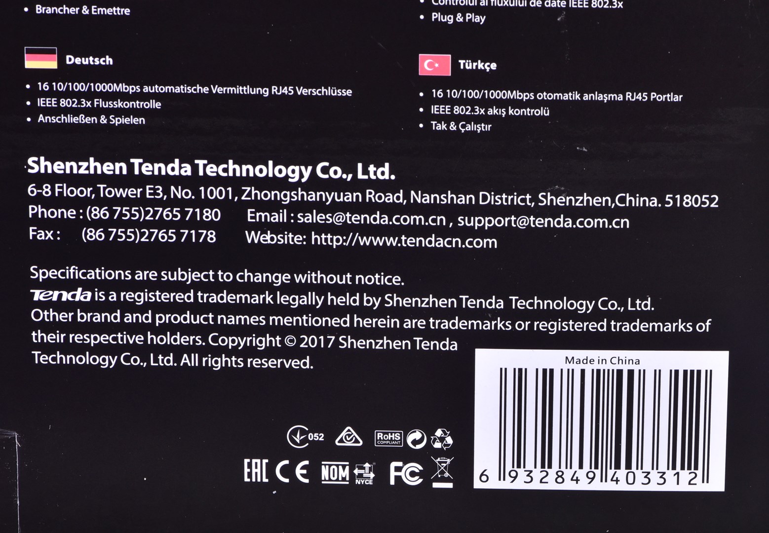 Prekidač TENDA 16-port Gigabit (plavi, 10/100/1000 Mbps, unmanaged)-5