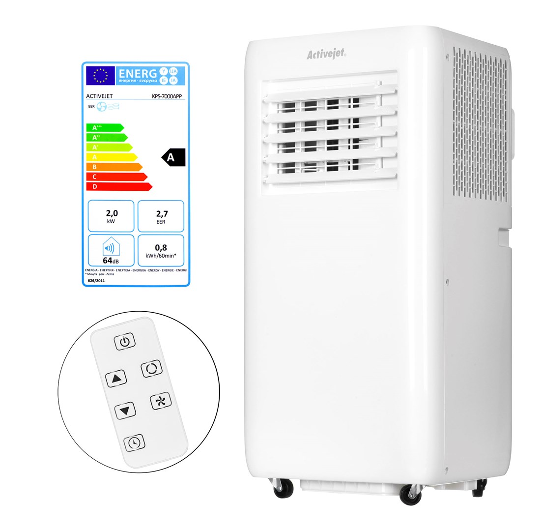 Prijenosni klima uređaj ACTIVEJET KPS-7000APP (Hlađenje, odvlaživanje, ventilator, 7000 BTU/h, do 25 m2, bijela)-2