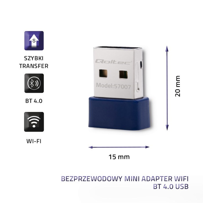 Qoltec 57007 Wireless Mini Bluetooth USB WiFi Adapter-3