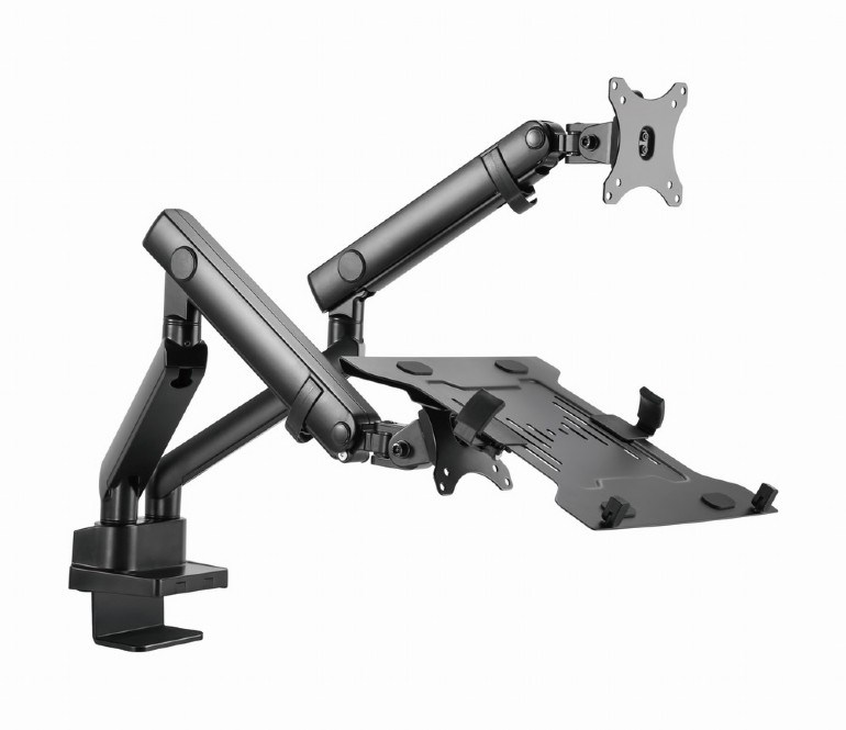 Podesiva ruka za monitor s policom za laptop GEMBIRD MA-DA3-02 (za stol, 17”-32”, do 8 kg)-3