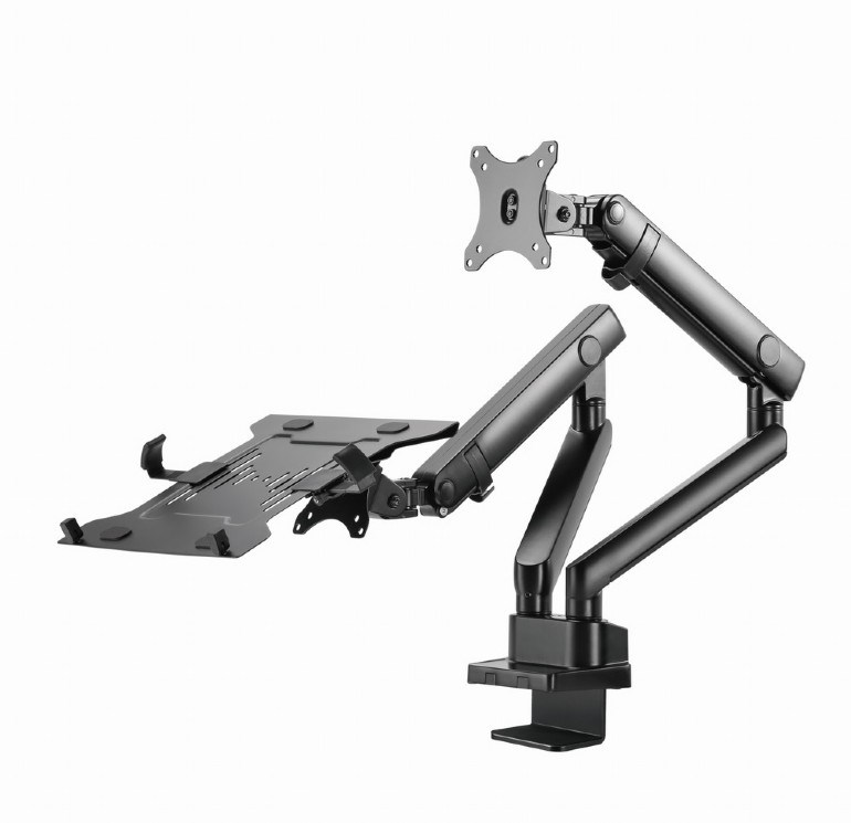 Podesiva ruka za monitor s policom za laptop GEMBIRD MA-DA3-02 (za stol, 17”-32”, do 8 kg)-4