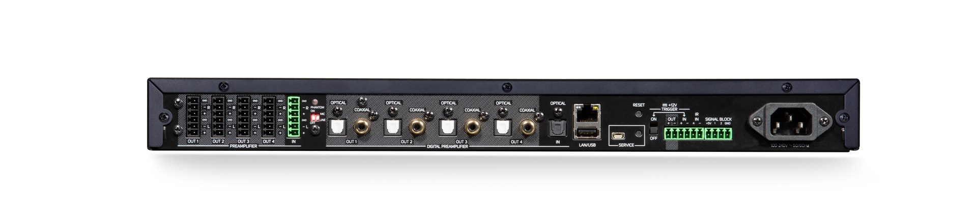 Streamer BLUESOUND PROFESSIONAL B400S (ethernet lan, usb port, multichannel audio output type phoenix x4, multichannel audio output type linear x4, multichannel audio output type rca toslink x4, total harmonic distortion (thd) 0,01%, signal-to-noise ratio (snr) 110 dB, weight 2.7 kg)-2