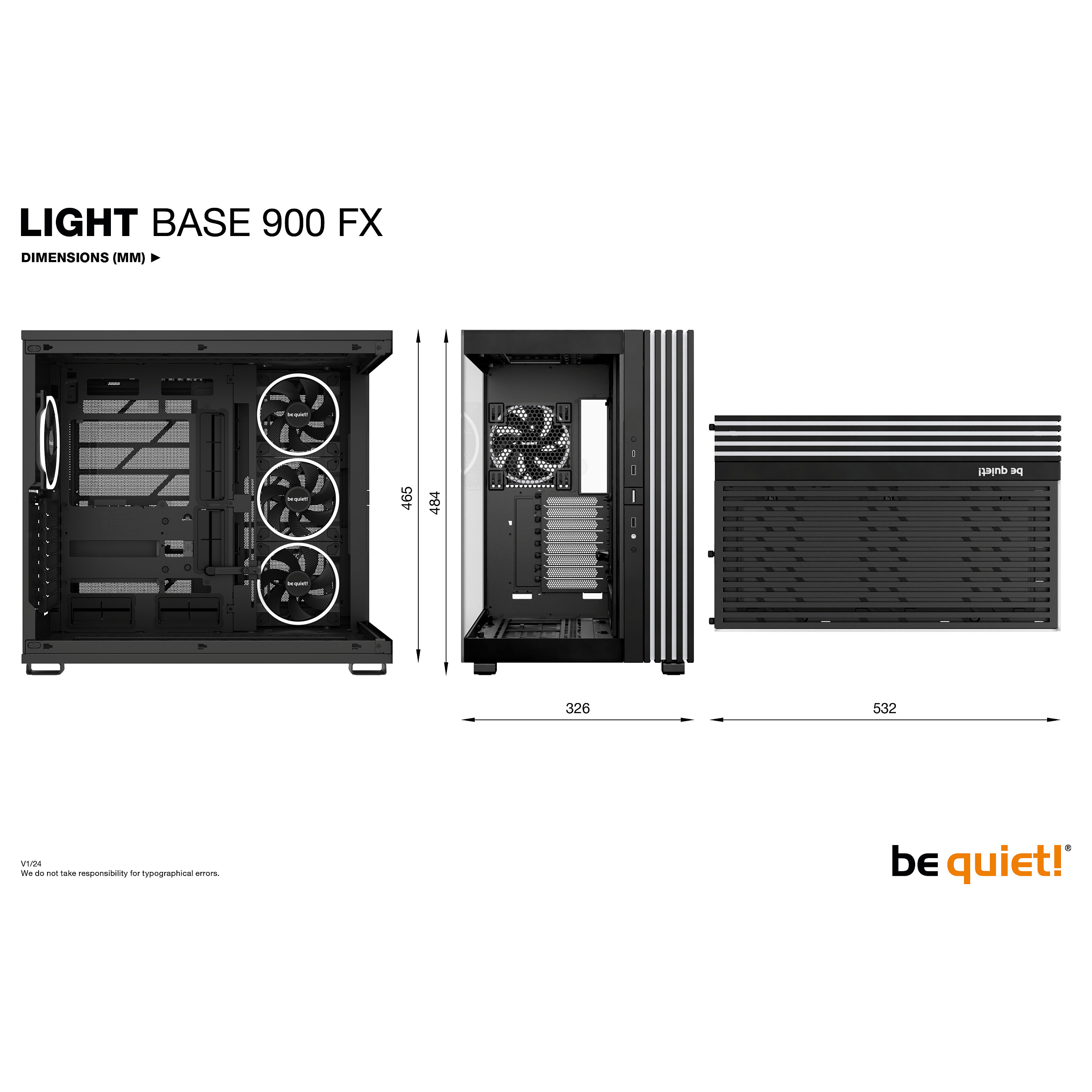 Kućište za računalo BE QUIET! LIGHT BASE 900 FX (Full Tower, podrška za tekuće hlađenje, RGB kontrola, 4x 2.5" pretinci, 1x 3.5" pretinac)-10