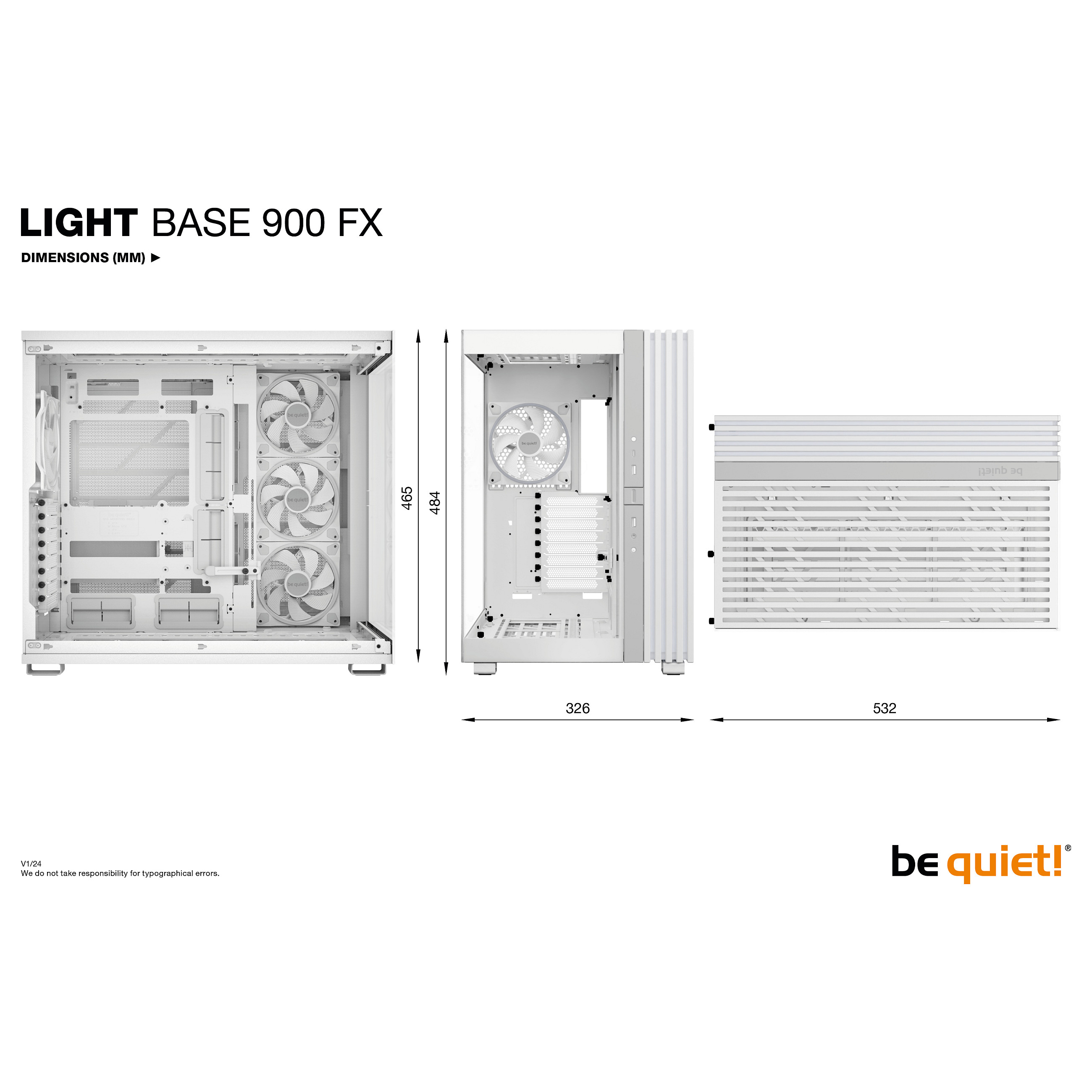 Kućište za računalo BE QUIET! LIGHT BASE 900 FX White Full Tower (Full Tower, Gaming, ATX, EATX, XL-ATX, micro ATX, Mini-ITX, Bijelo)-10