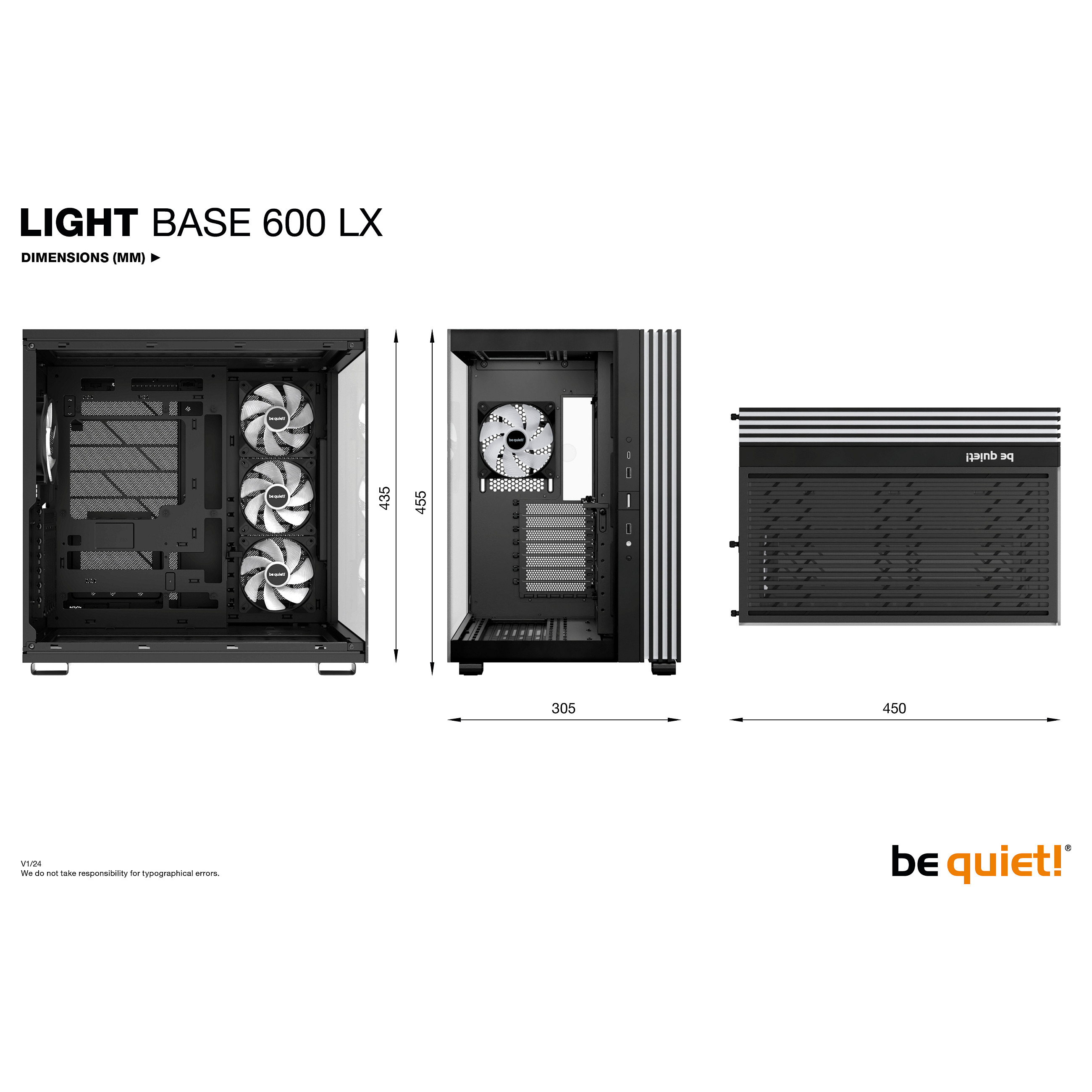 Kućište za računalo BE QUIET! LIGHT BASE 600 LX (Midi Tower, crna, podrška za tekuće hlađenje, USB 3.2 Gen 2, ATX)-10