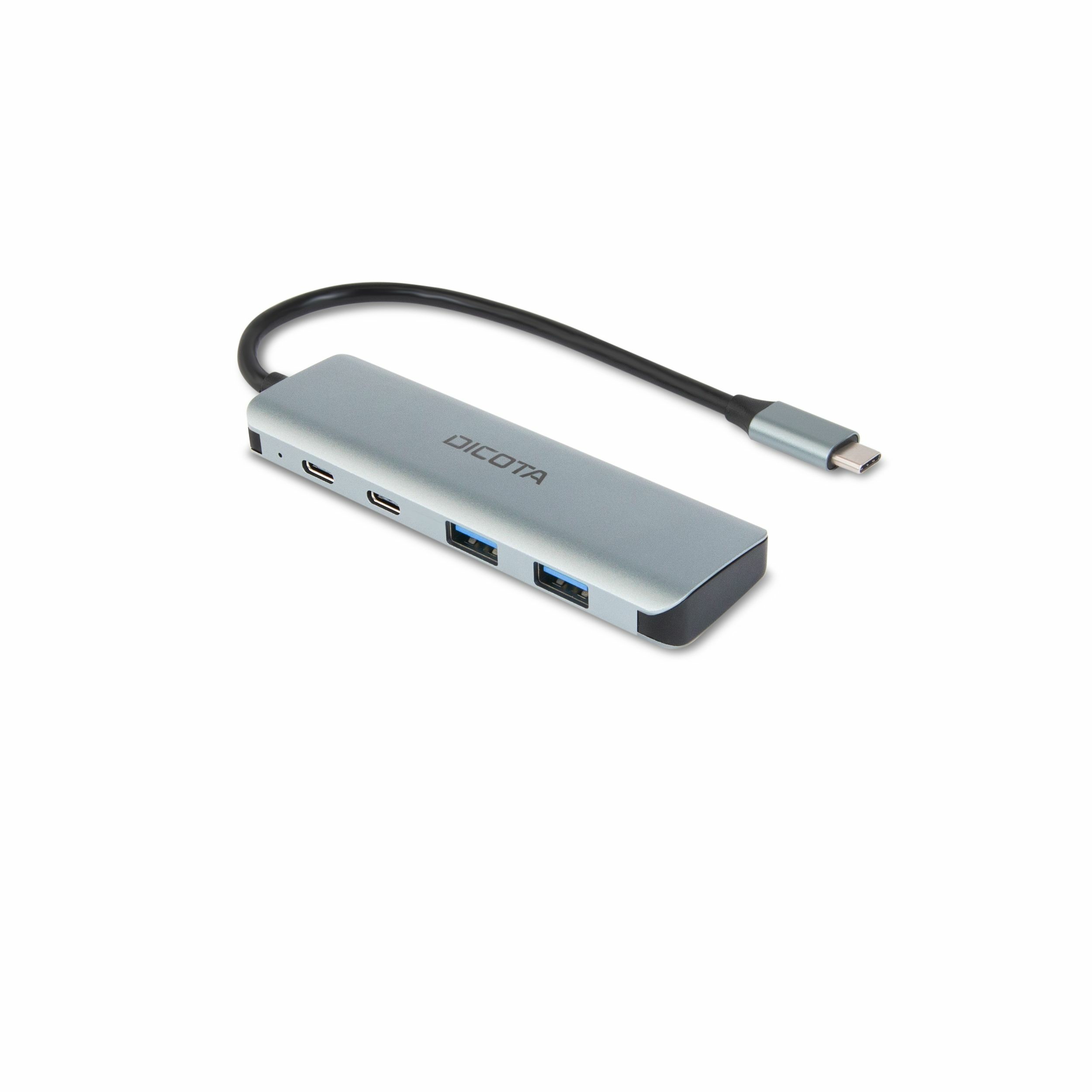 HUB DICOTA D32061 (boja srebrna, materijal aluminij, brzina prijenosa podataka 10000 Mbit/s, broj portova 4, USB Type-C, USB 3.2 Gen 2 Type-C 2, USB 3.2 Gen 1 Type-A 2)-0