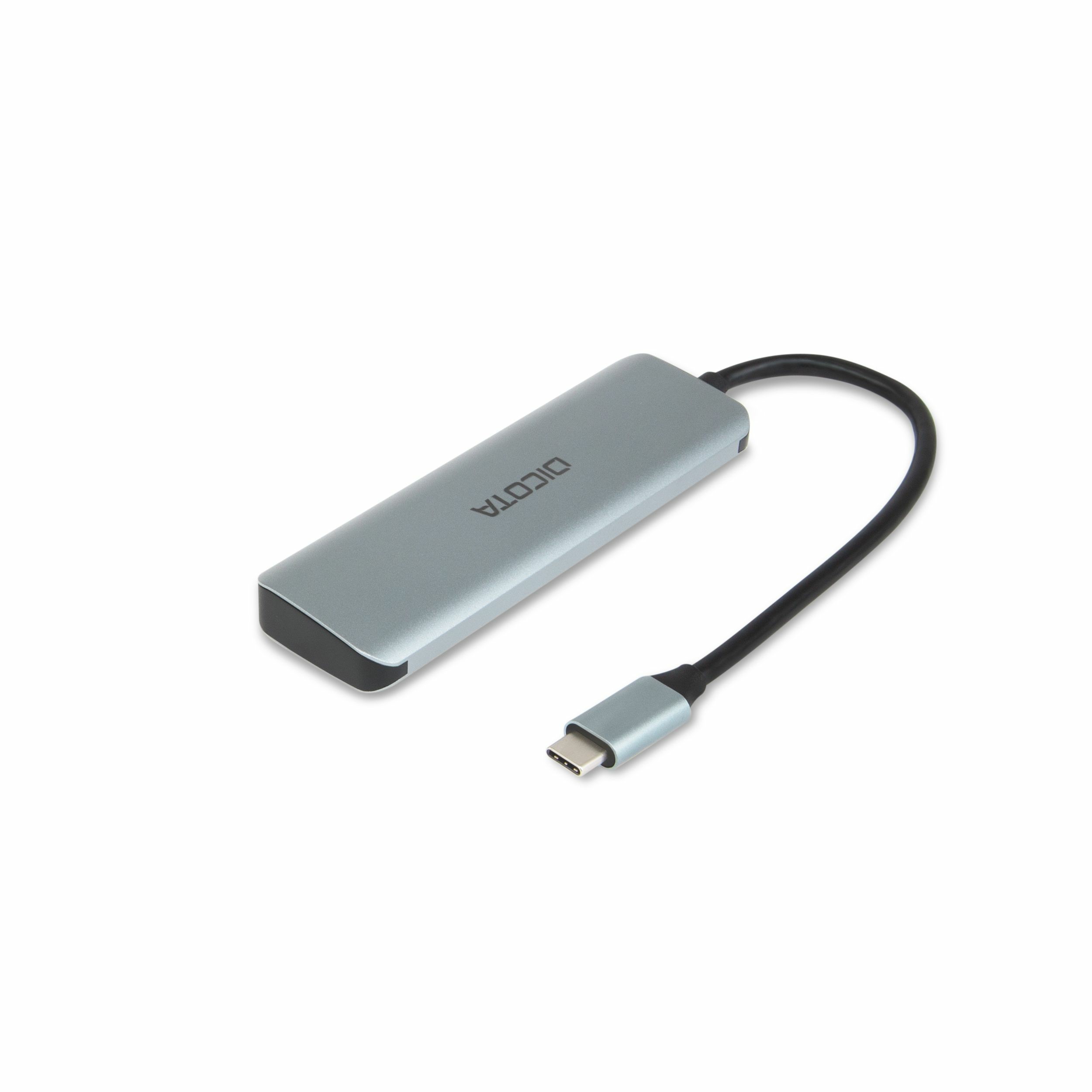 HUB DICOTA D32061 (boja srebrna, materijal aluminij, brzina prijenosa podataka 10000 Mbit/s, broj portova 4, USB Type-C, USB 3.2 Gen 2 Type-C 2, USB 3.2 Gen 1 Type-A 2)-1