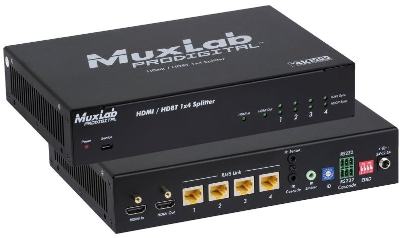 Soundbar MUXLAB Splitter HDMI/HDBT 1x4, UHD-4K (4K Ultra HD, 4096 x 2160 pixels, HDMI 1.4, 30 Hz, metal)-0