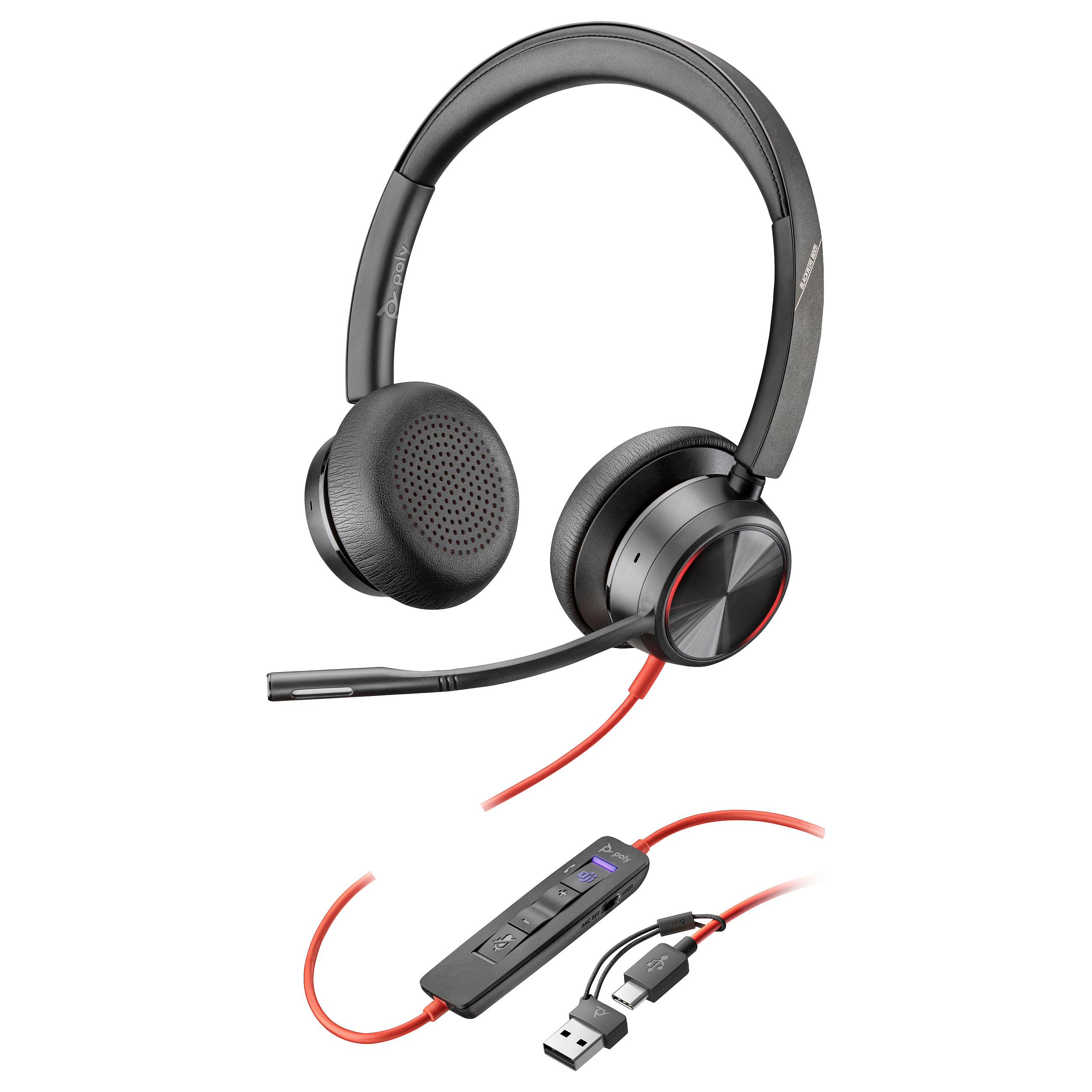 POLY Blackwire 8225 Stereo Microsoft Teams Certified USB-C Headset +USB-C/A Adapter-0