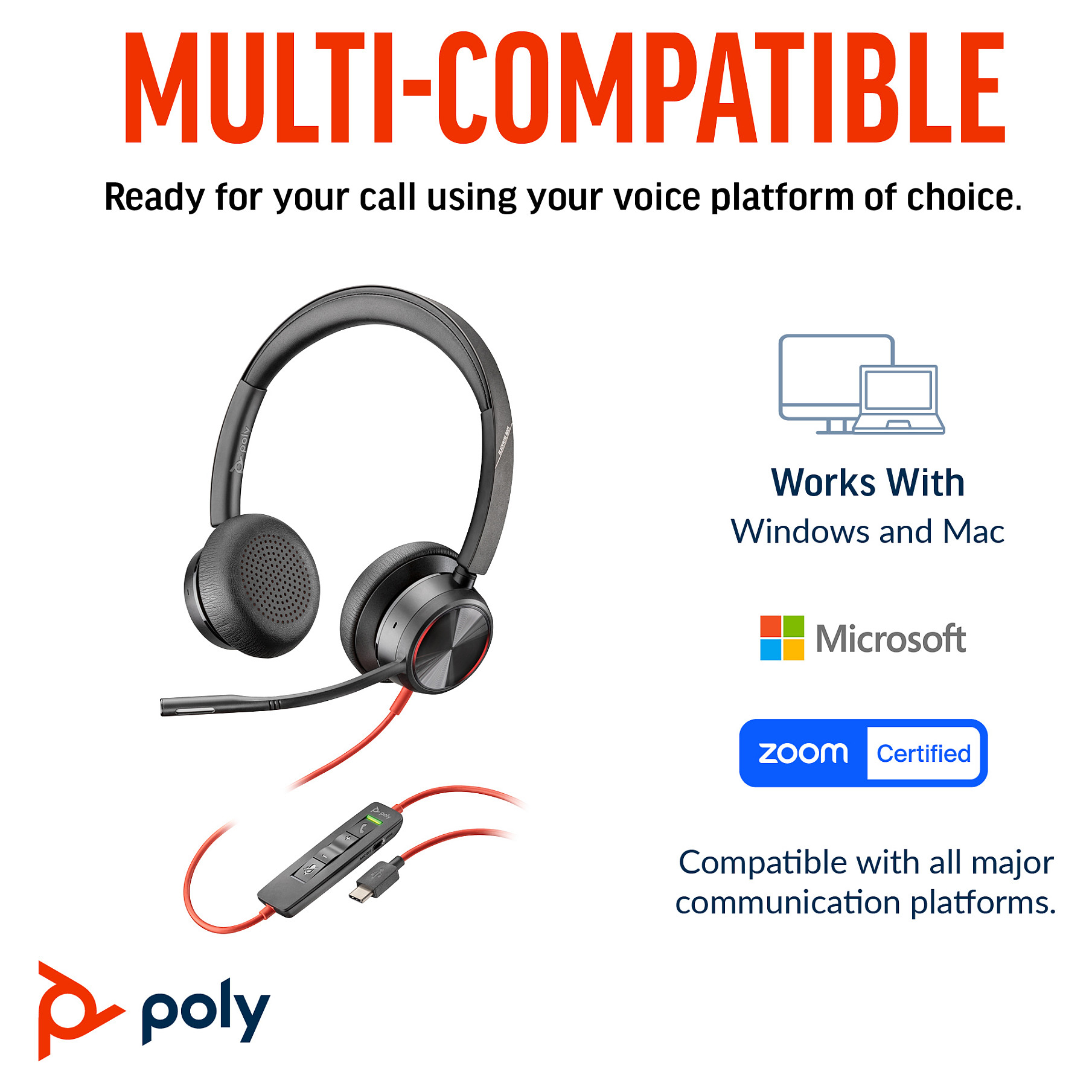 POLY Blackwire 8225 Stereo Microsoft Teams Certified USB-C Headset +USB-C/A Adapter-13