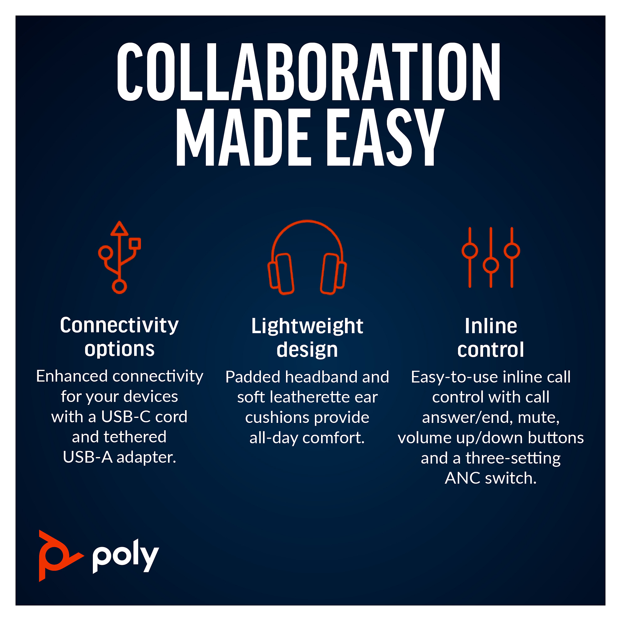 POLY Blackwire 8225 Stereo Microsoft Teams Certified USB-C Headset +USB-C/A Adapter-14