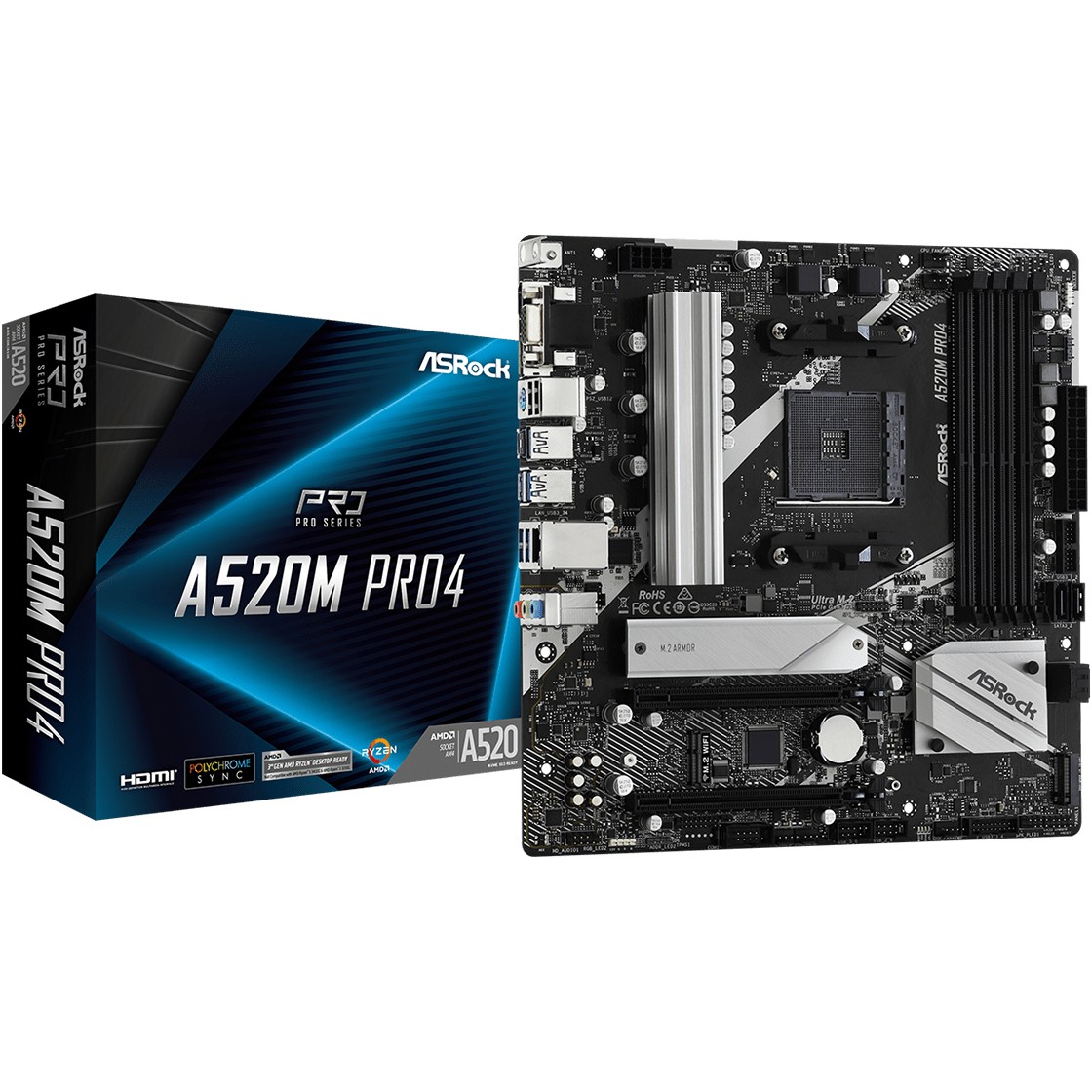 Matična ploča ASROCK A520M Pro4 Socket AM4 micro ATX (AM4 socket, micro ATX format)-0