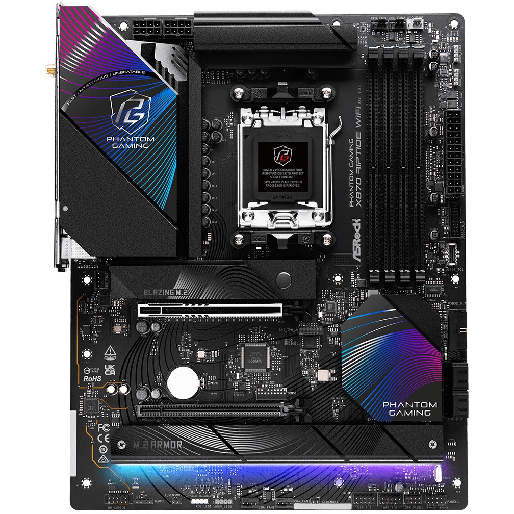 Matična ploča ASROCK Phantom Gaming X870 RIPTIDE WiFi (Socket AM5, AMD X870, DDR5 SDRAM, USB4, Wi-Fi 6/7, 2.5 Gigabit Ethernet)-1