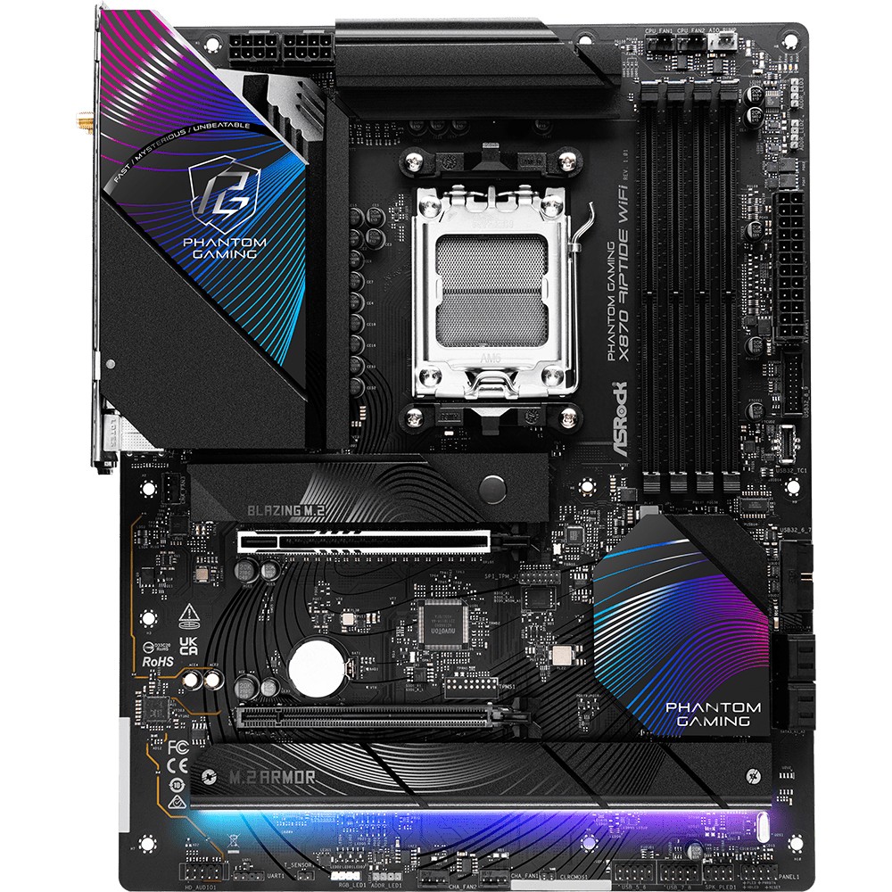 Matična ploča ASROCK Phantom Gaming X870 RIPTIDE WiFi (Socket AM5, AMD X870, DDR5 SDRAM, USB4, Wi-Fi 6/7, 2.5 Gigabit Ethernet)-2