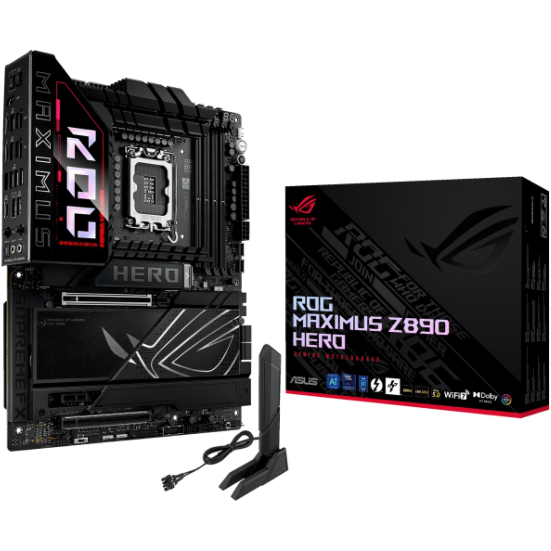 Matična ploča ASUS ROG MAXIMUS Z890 HERO, Intel Core Ultra procesori, PCIe 5.0, M.2 utori, SupremeFX ALC4082, ESS ES9219, Wi-Fi 7, Bluetooth 5.4