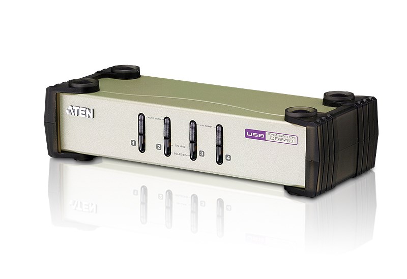 ATEN 4-Port USB - PS/2 VGA KVM Switch (KVM Cables included)-0