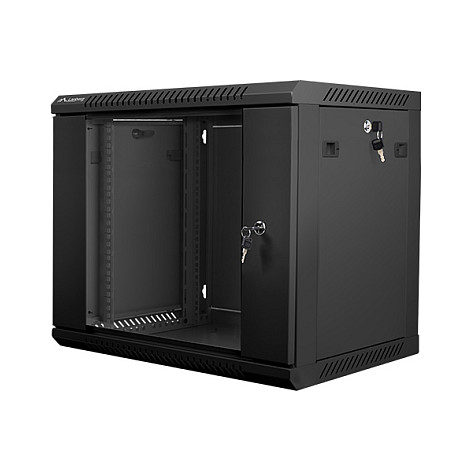 Zidni montažni ormar Lanberg 19'' 9U 600x450mm crni (staklena vrata)-0