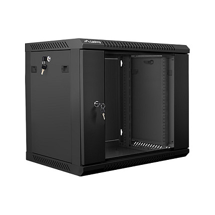 Zidni montažni ormar Lanberg 19'' 9U 600x450mm crni (staklena vrata)-2