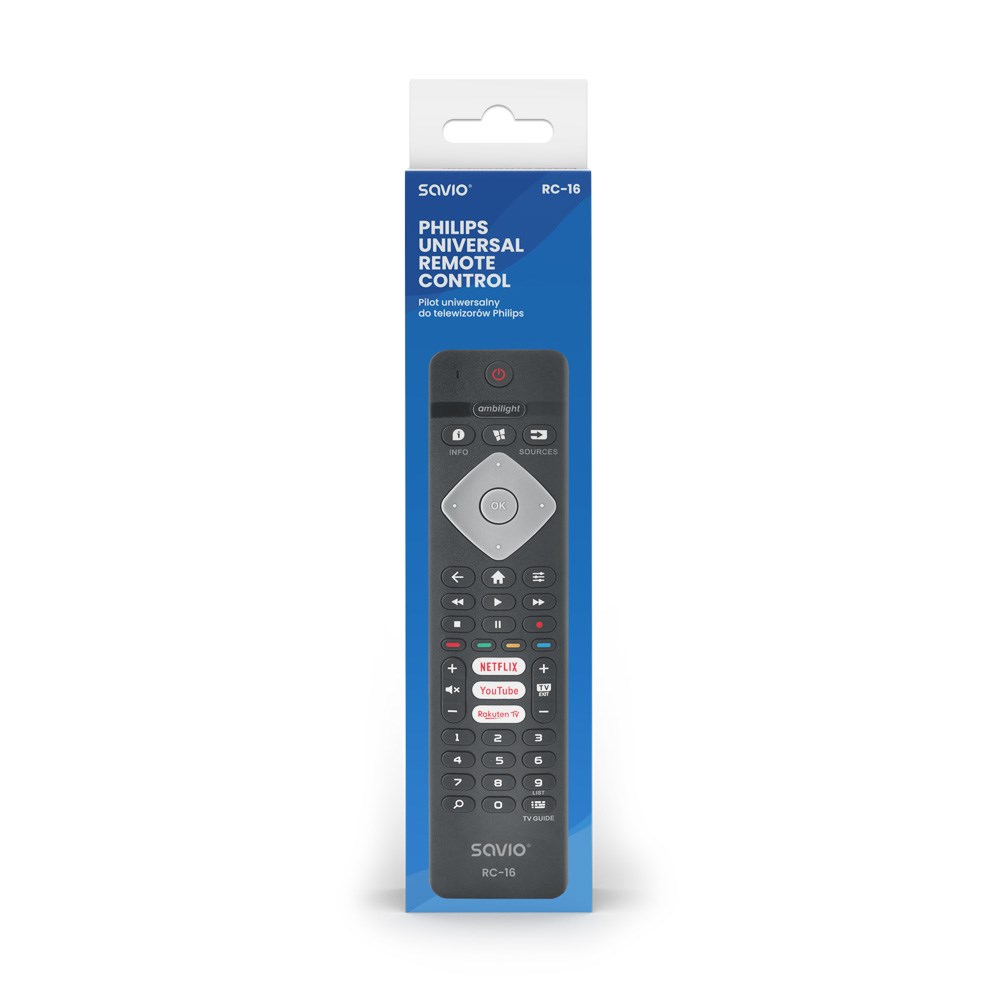 Daljinski upravljač SAVIO RC-16 zamjenski za PHILIPS TV-1
