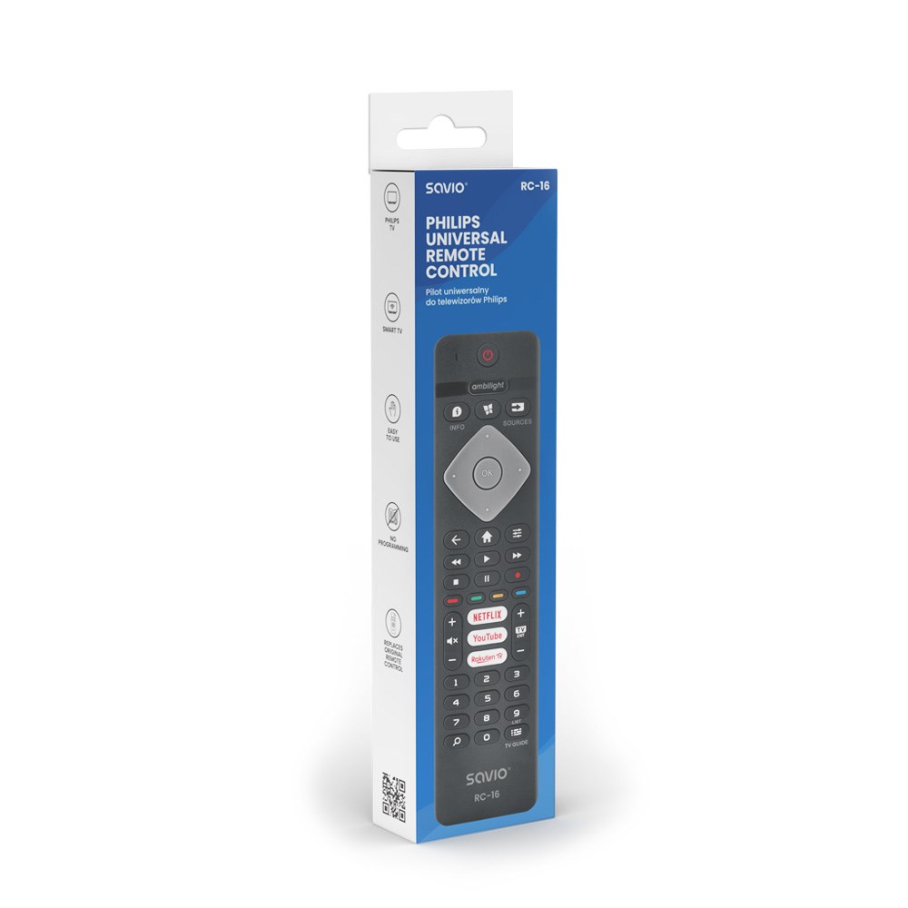 Daljinski upravljač SAVIO RC-16 zamjenski za PHILIPS TV-2