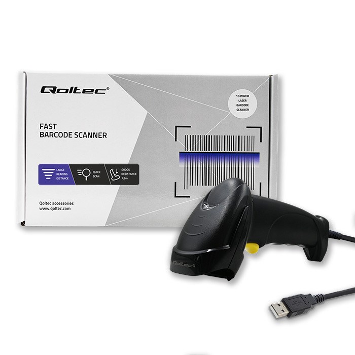Qoltec 50876 Laser scanner 1D | USB | Black-1