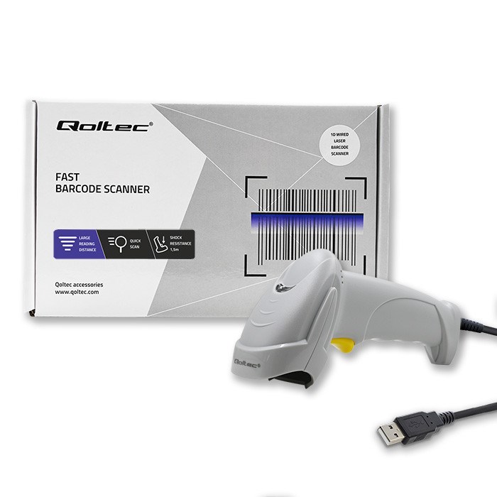 Qoltec 50877 Laser scanner 1D | USB | White-1