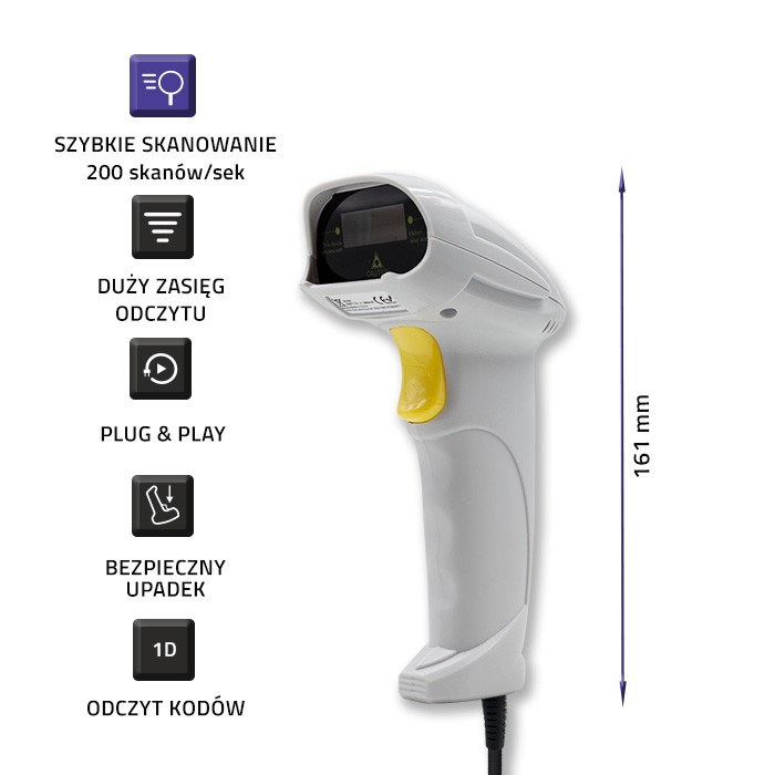 Qoltec 50877 Laser scanner 1D | USB | White-4