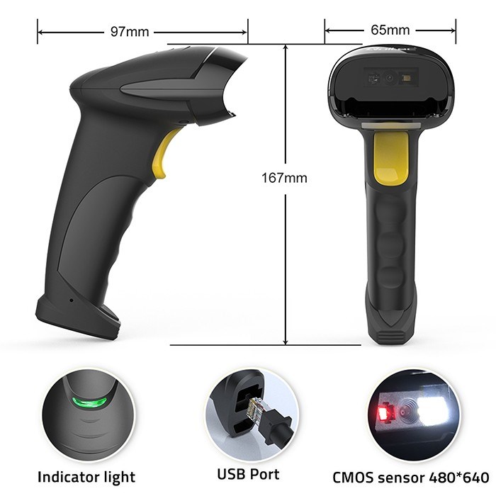 Qoltec 50853 Laser barcode scanner 1D | 2D | Black-10