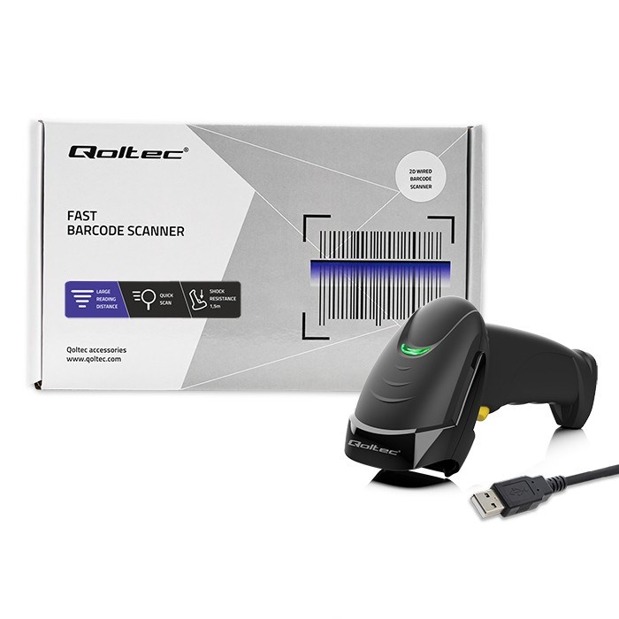 Qoltec 50853 Laser barcode scanner 1D | 2D | Black-9