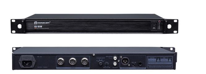 Central controller unit RELACART CS-100M (audio output 1 RCA, power management 100-240V AC 50/60H, weight 2.3 kg, audio input 1 RCA, mounting tabletop / rack, performance management control of up to 60 speaking units, dimensions 410 x 43 x 206 mm, signal-to-noise ratio 90 dB, headphone frequency 55 - 15000 Hz, conference control yes)-1