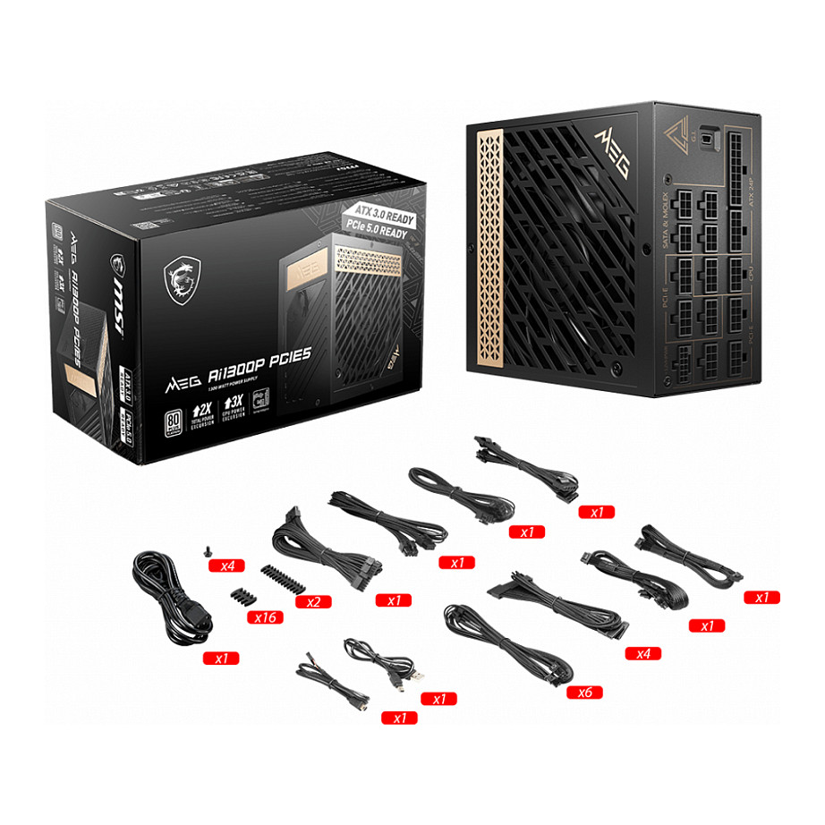 Napajanje MSI MEG AI1300P PCIE5 (1300W, 24-pin ATX) crno-4