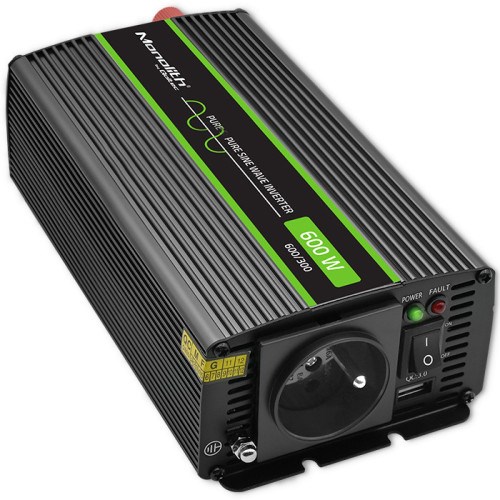 Qoltec Monolith power adapter/inverter Auto/Indoor 600 W Black-1