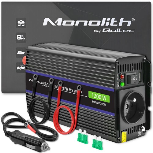 Qoltec Monolith power adapter/inverter Auto/Indoor 600 W Black-0