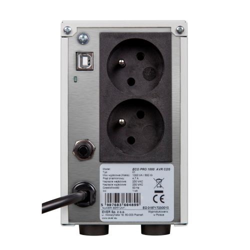 UPS EVER ECO PRO 1000 AVR CDS (line-interactive, 1 kVA, 650 W, 2 utičnice)-2