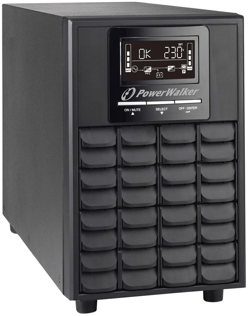 Online UPS POWERWALKER VFI 1500 CG PF1, 1500VA/1500W, Power Factor 1.0, LCD-8