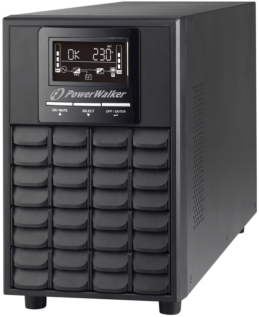 Online UPS POWERWALKER VFI 1500 CG PF1, 1500VA/1500W, Power Factor 1.0, LCD-2