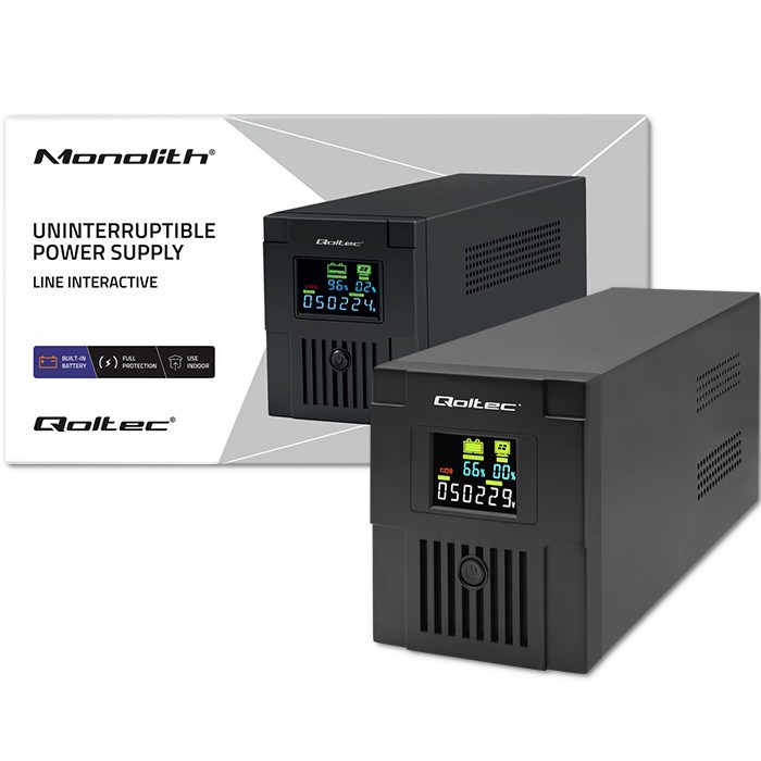 Neprekidno napajanje QOLTEC 53770 (Line Interactive, Monolith, 1500VA, 900W, LCD, USB)-7