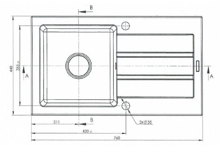Sudoper MAIDSINKS Promo granitni ( 76 x 44 cm )1B 1D crni-1