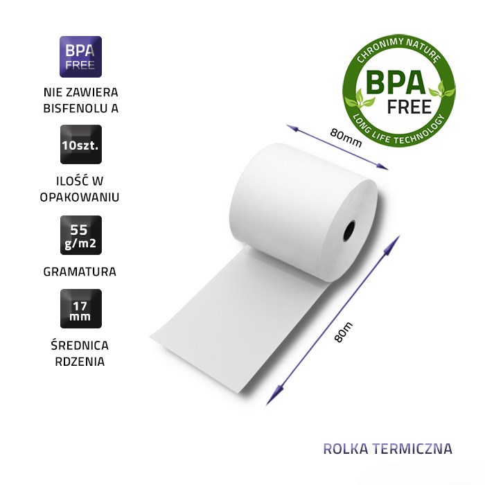 Termalna rola QOLTEC 51892 (80 x 80, 55g/m2, 10 komada, bez BPA)-2
